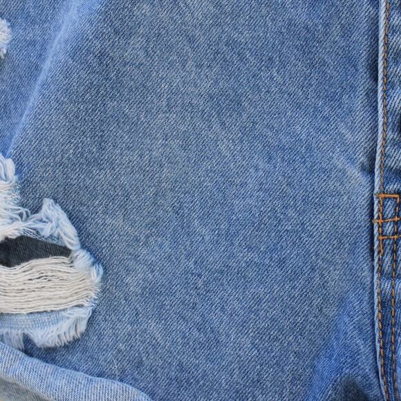 Forever 21 Button Fly Jean Shorts Ripped Destroyed Indie Sleaze Size 30 - Picture 7 of 13